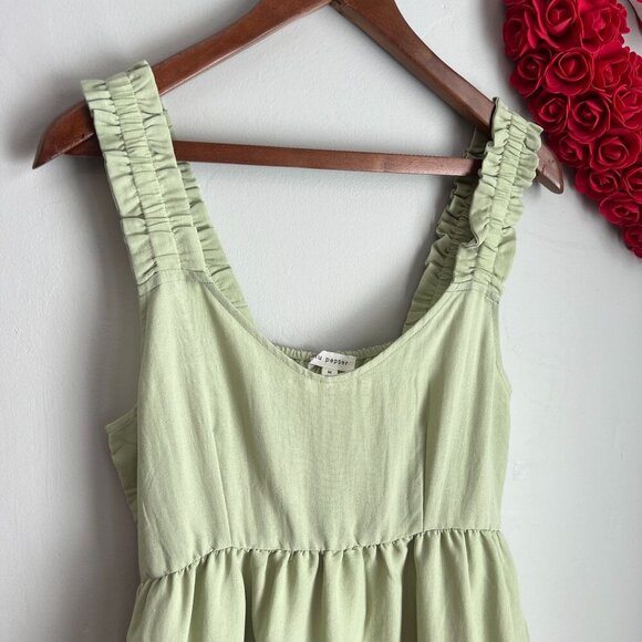 Blu Pepper Baby Doll Mini Sundress Medium Light Sage Scoop Neck - Picture 2 of 9